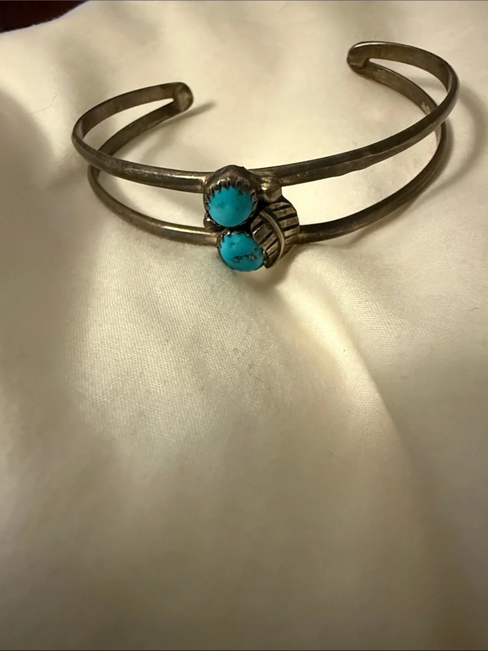 Sterling Silver Double-Band Turquoise Cuff Bracelet